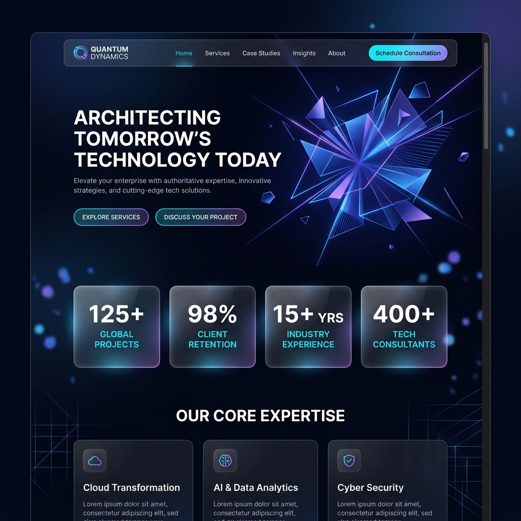 Ejemplo de diseño web corporativo oscuro
